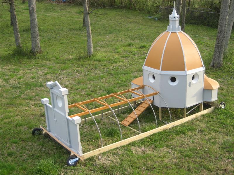 Chicken tractor complete top corner view